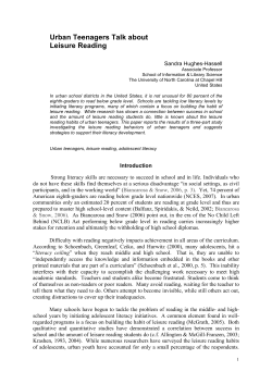 Urban Teenagers Talk about Leisure Reading