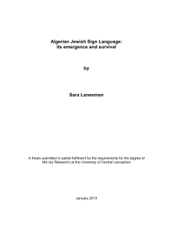 Algerian Jewish Sign Language: its emergence and survival by Sara