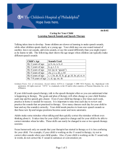 Learning Speech Sounds and Speech Therapy