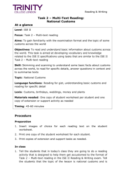 Task 2 – Multi-Text Reading