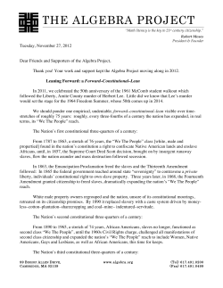 December 2012 A letter from Bob Moses