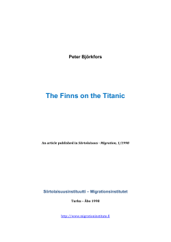 The Finns on the Titanic - Siirtolaisuusinstituutti