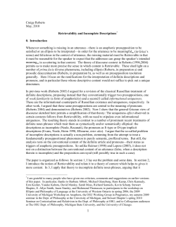 Discourse Constraints on Anaphora: Retrievability