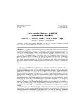 Understanding Madmen: A DSM-IV Assessment of Adolf Hitler