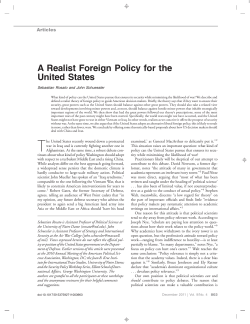 A Realist Foreign Policy for the United States
