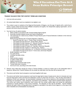 TRANSAT HOLIDAYS FREE TRIP CONTEST TERMS AND