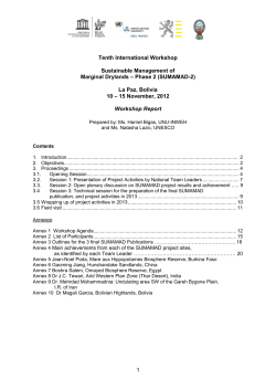 1 Tenth International Workshop Sustainable Management of