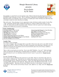 Mengle Memorial Library presents: Fox in Socks by Dr. Seuss