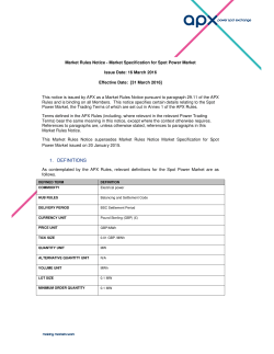 160331 Market Rules Notice - Market Specification for