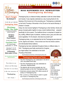 ROSS NOVEMBER 2016 NEWSLETTER Thanksgiving Holiday
