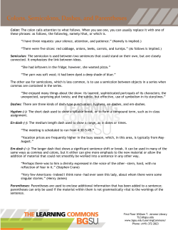 Colons, Semicolons, Dashes, and Parentheses