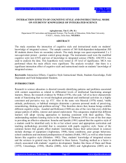 INTERACTION EFFECTS OF COGNITIVE STYLE AND