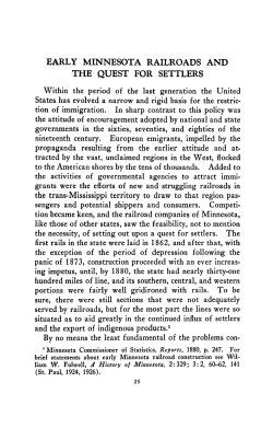 Early Minnesota railroads and the quest for settlers.