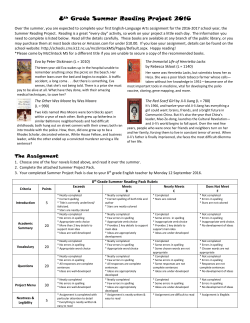 8th Grade Summer Reading Project 2016