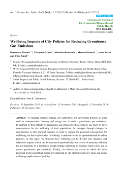 Wellbeing Impacts of City Policies for Reducing Greenhouse Gas