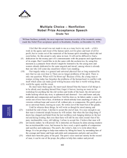 Multiple Choice &ndash; Nonfiction Nobel Prize Acceptance Speech