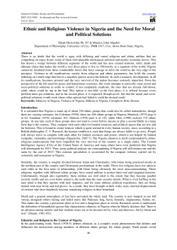 Ethnic and Religious Violence in Nigeria and the Need