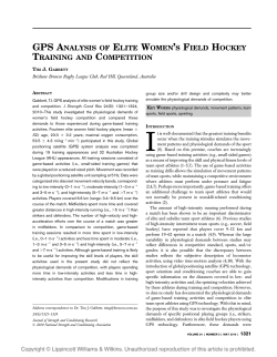 gps analysis of elite women`s field hockey training