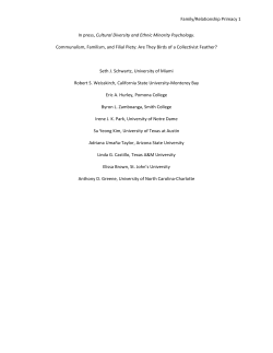Family/Relationship Primacy 1 In press, Cultural Diversity and Ethnic