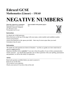 Negative Numbers - Acland Burghley School