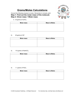 Grams/Moles Calculations