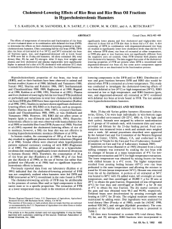Cholesterol-Lowering Effects of Rice Bran and Rice Bran Oil