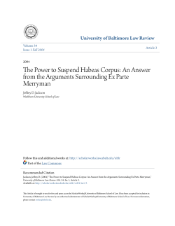 The Power to Suspend Habeas Corpus: An Answer
