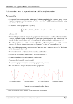 Polynomials and Approximation of Roots