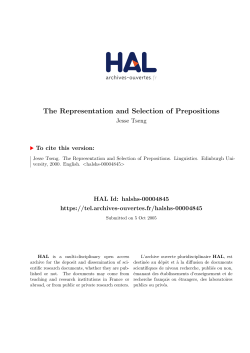 The Representation and Selection of Prepositions - Hal-SHS