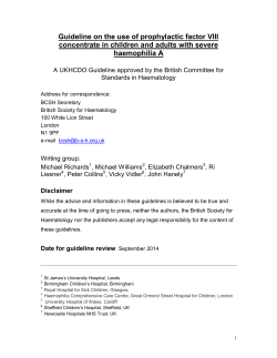 Guideline on the use of prophylactic factor VIII
