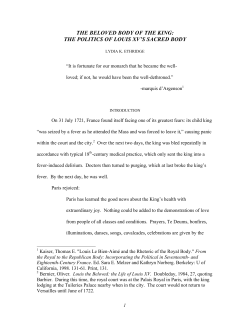 the beloved body of the king: the politics of louis xv`s sacred body