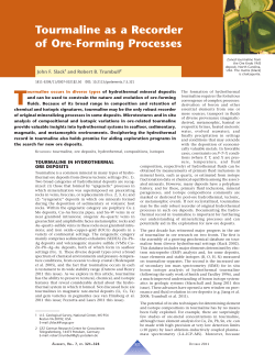 Tourmaline as a Recorder of Ore-Forming Processes