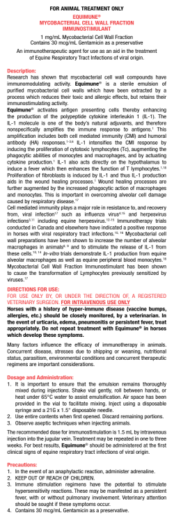FOR ANIMAL TREATMENT ONLY EQUIMUNE&reg; MYCOBACTERIAL