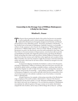 Censorship in the Strange Case of William Shakespeare: A Body for