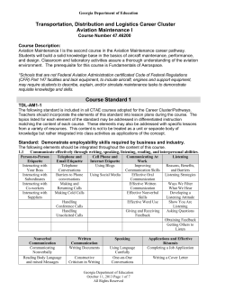 Transportation, Distribution and Logistics Career Cluster Aviation