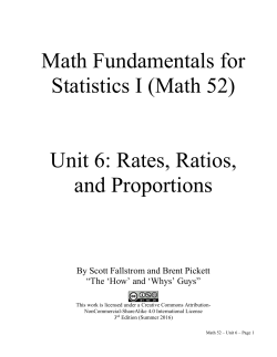 Math Fundamentals for Statistics I (Math 52) Unit 6: Rates, Ratios