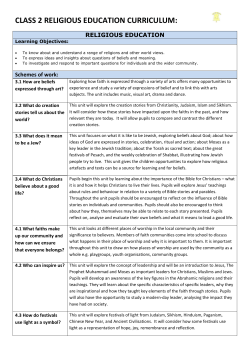 CLASS 2 RELIGIOUS EDUCATION CURRICULUM (Kirklees
