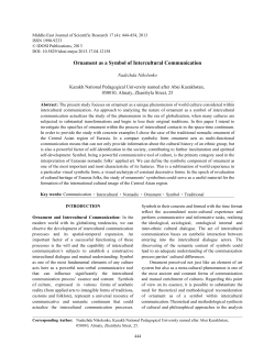 Ornament as a Symbol of Intercultural Communication