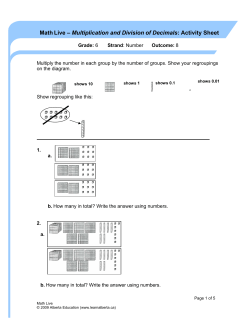 Multiplication and Division of Decimals - Activity Sheet