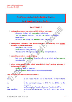 Past Tenses in English for Political Studies Past Simple vs Present