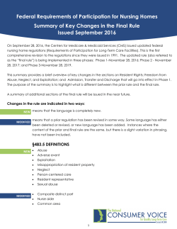 Summary of Key Changes - National Consumer Voice