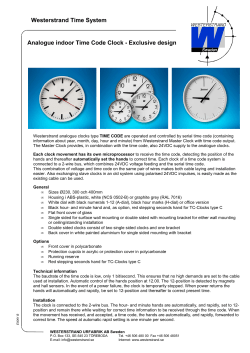 Analogue indoor Time Code Clock - Exclusive design Westerstrand