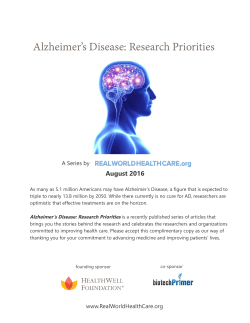 Alzheimer`s Disease: Research Priorities