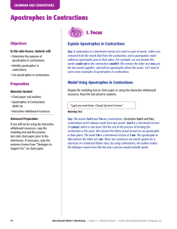 Apostrophes in Contractions - Benchmark Writer`s Workshop