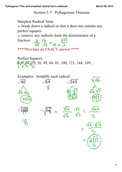 Pythagorean thm and simplest radical form