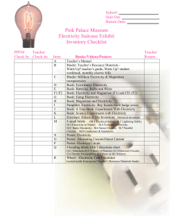 Pink Palace Museum Electricity Suitcase Exhibit Inventory Checklist