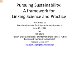 Pursuing Sustainability: A framework for Linking Science and Practice