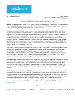 For Immediate Release Media Contact: Tania Clow, 407-513