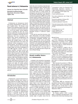 Recent advances in β-thalassemias