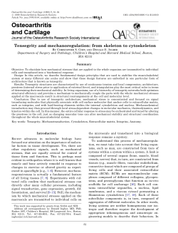 - Osteoarthritis and Cartilage